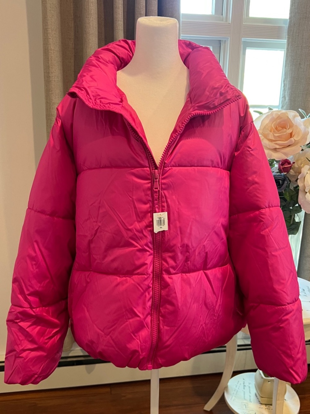 Old Navy Hot Pink Puffer Jacket - Picture 2 of 8